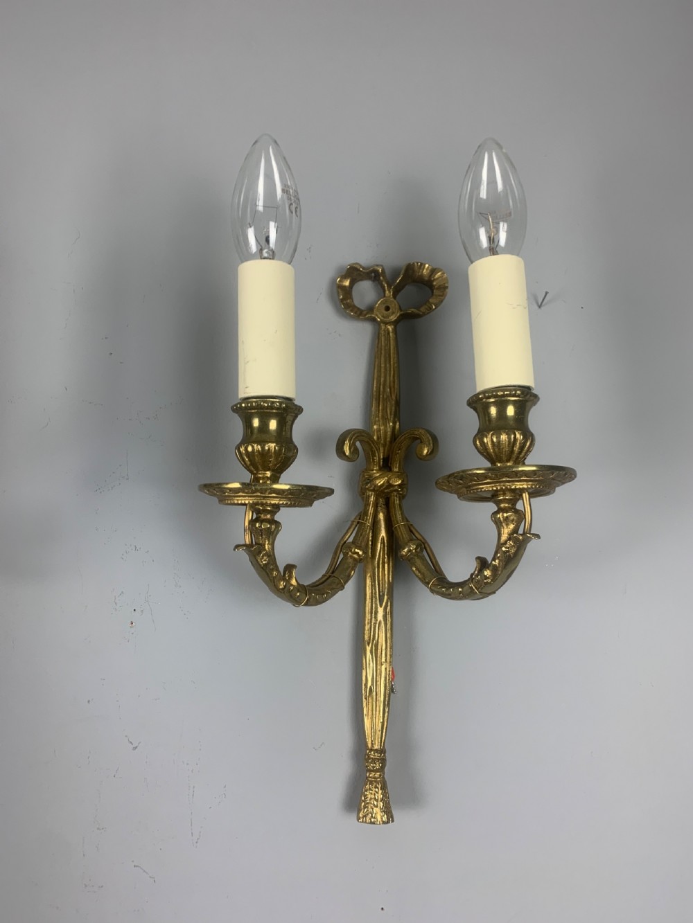 Pair of French Ribbon Brass Antique Wall Lights  View IV