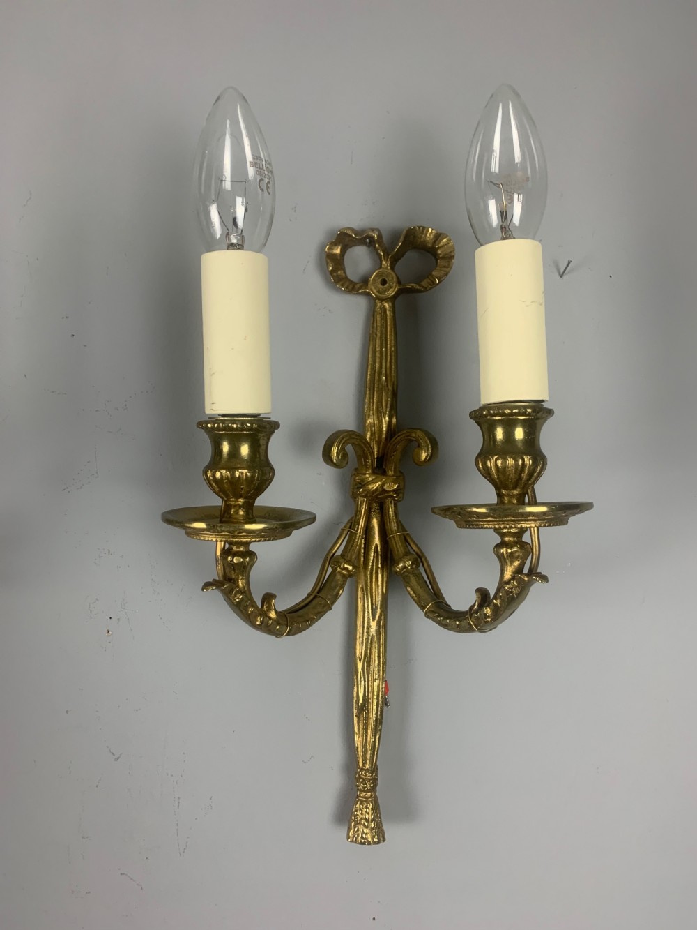 Pair of French Ribbon Brass Antique Wall Lights  View VI
