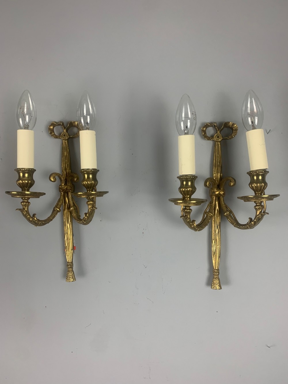 Pair of French Ribbon Brass Antique Wall Lights  View VIII