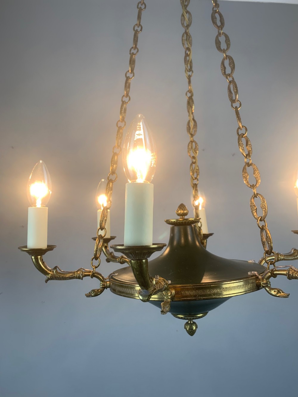 French 6 Arm Empire Antique Chandelier  View III