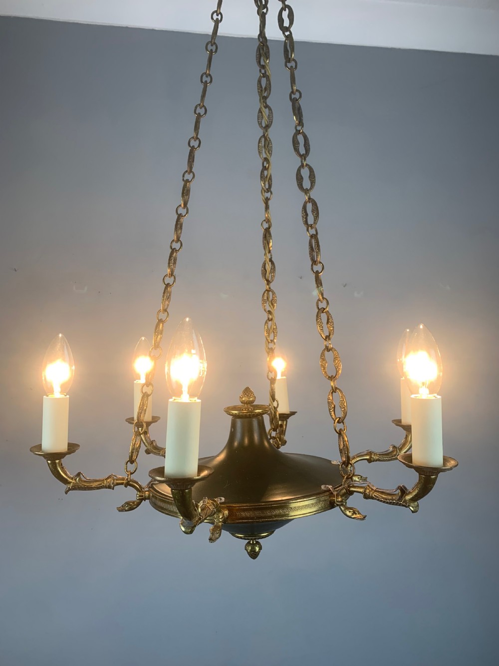 French 6 Arm Empire Antique Chandelier  View IV
