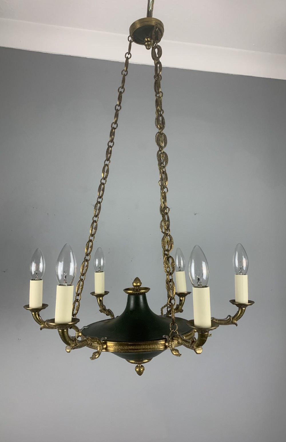French 6 Arm Empire Antique Chandelier  View VI