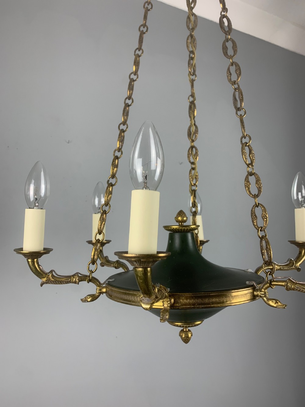 French 6 Arm Empire Antique Chandelier  View VII