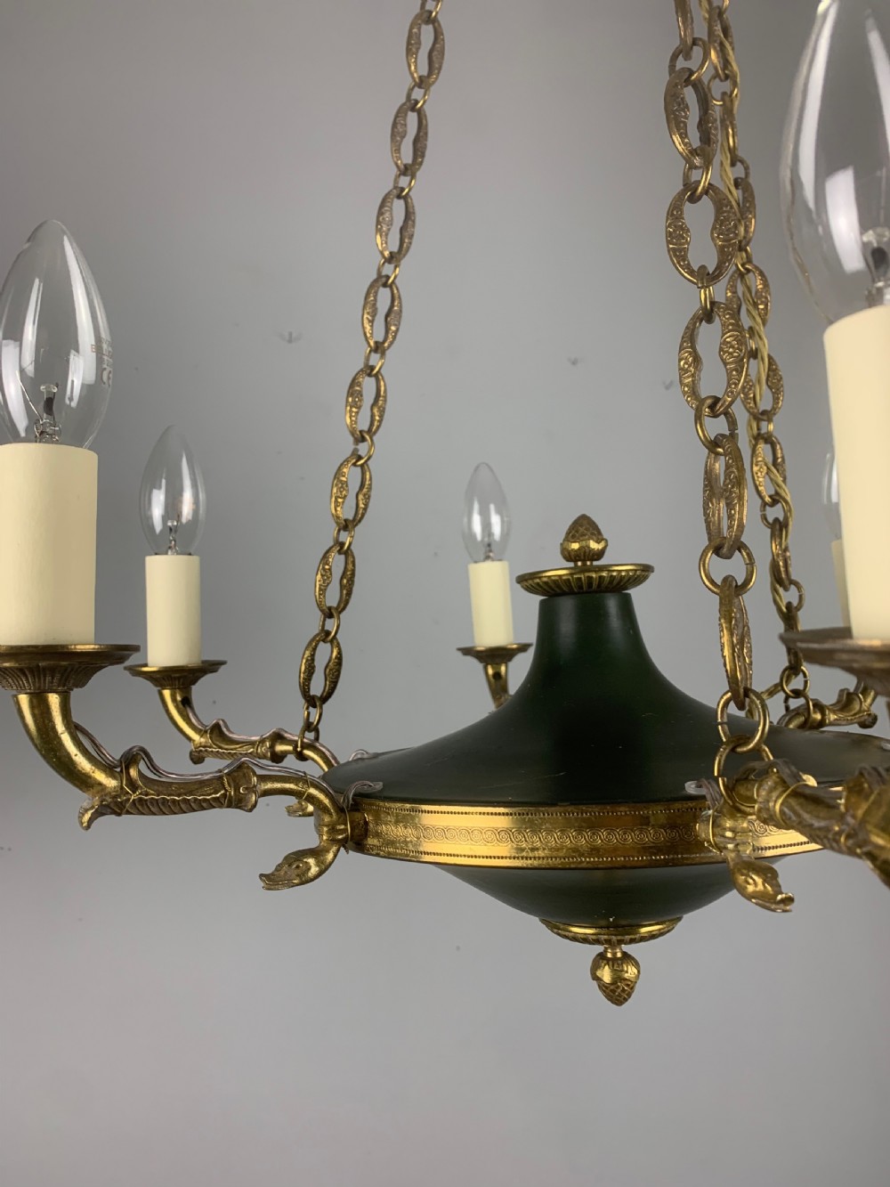 French 6 Arm Empire Antique Chandelier  View X