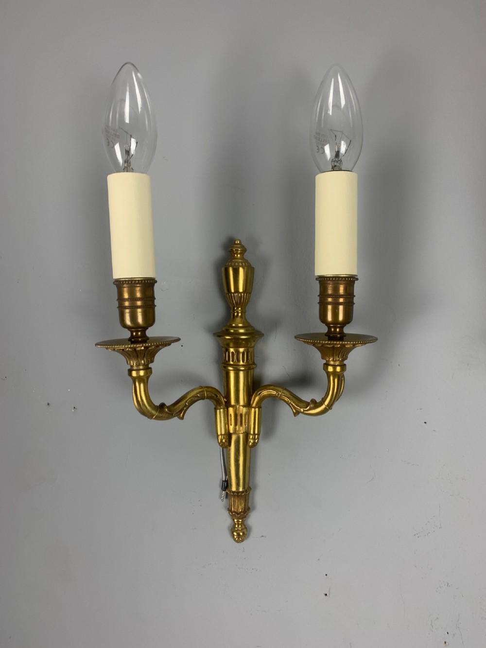 Small Pair of French Brass Antique Wall Lights  View III
