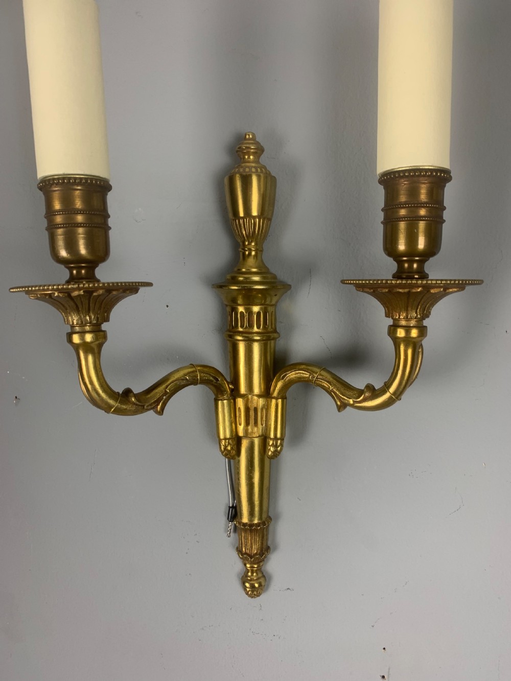 Small Pair of French Brass Antique Wall Lights  View IV