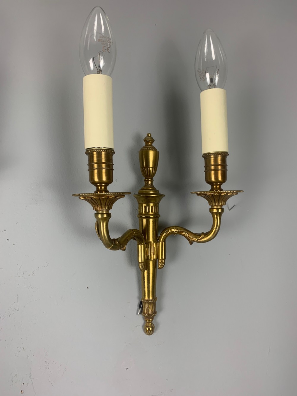 Small Pair of French Brass Antique Wall Lights  View V