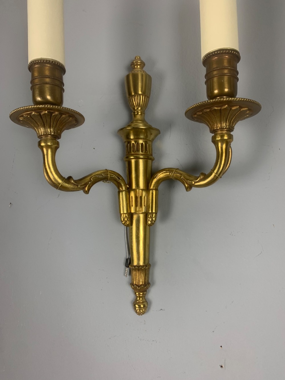 Small Pair of French Brass Antique Wall Lights  View VI