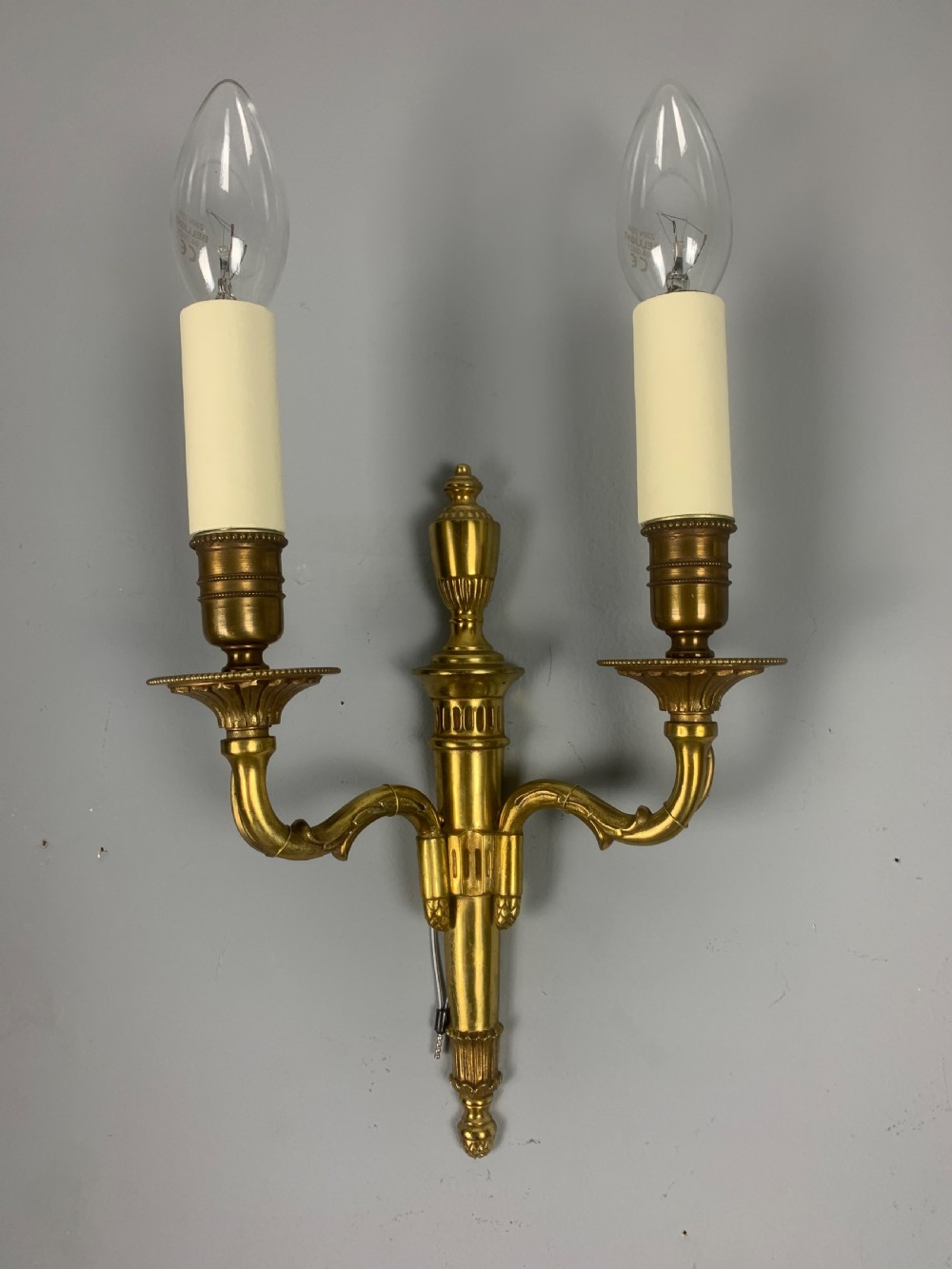 Small Pair of French Brass Antique Wall Lights  View VII