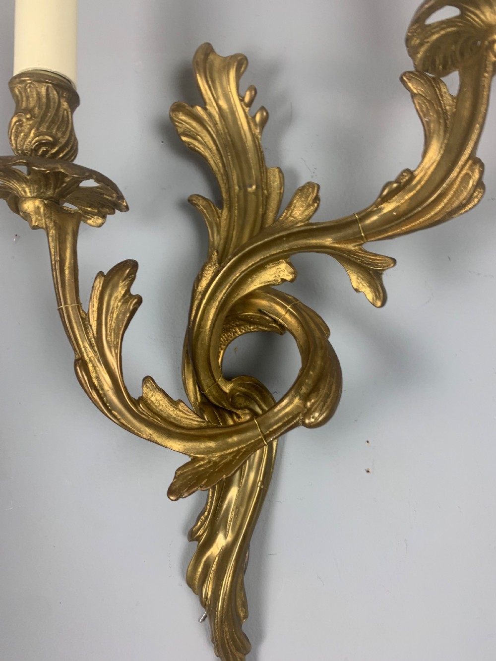 Pair of French Gilt Brass Antique Wall Lights  View IV