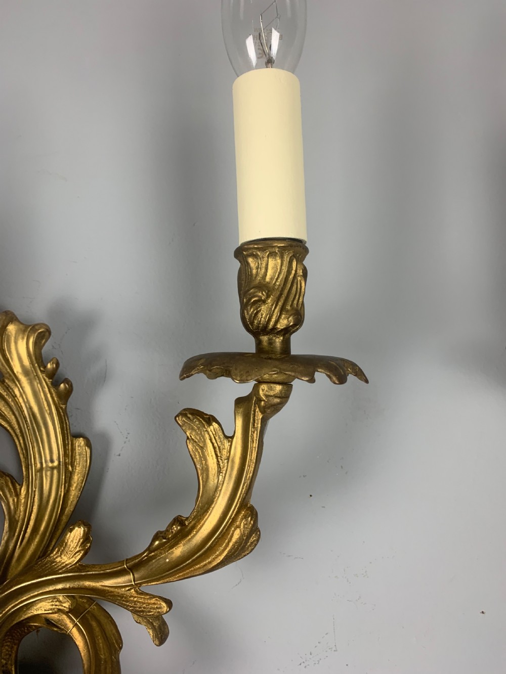 Pair of French Gilt Brass Antique Wall Lights  View VII