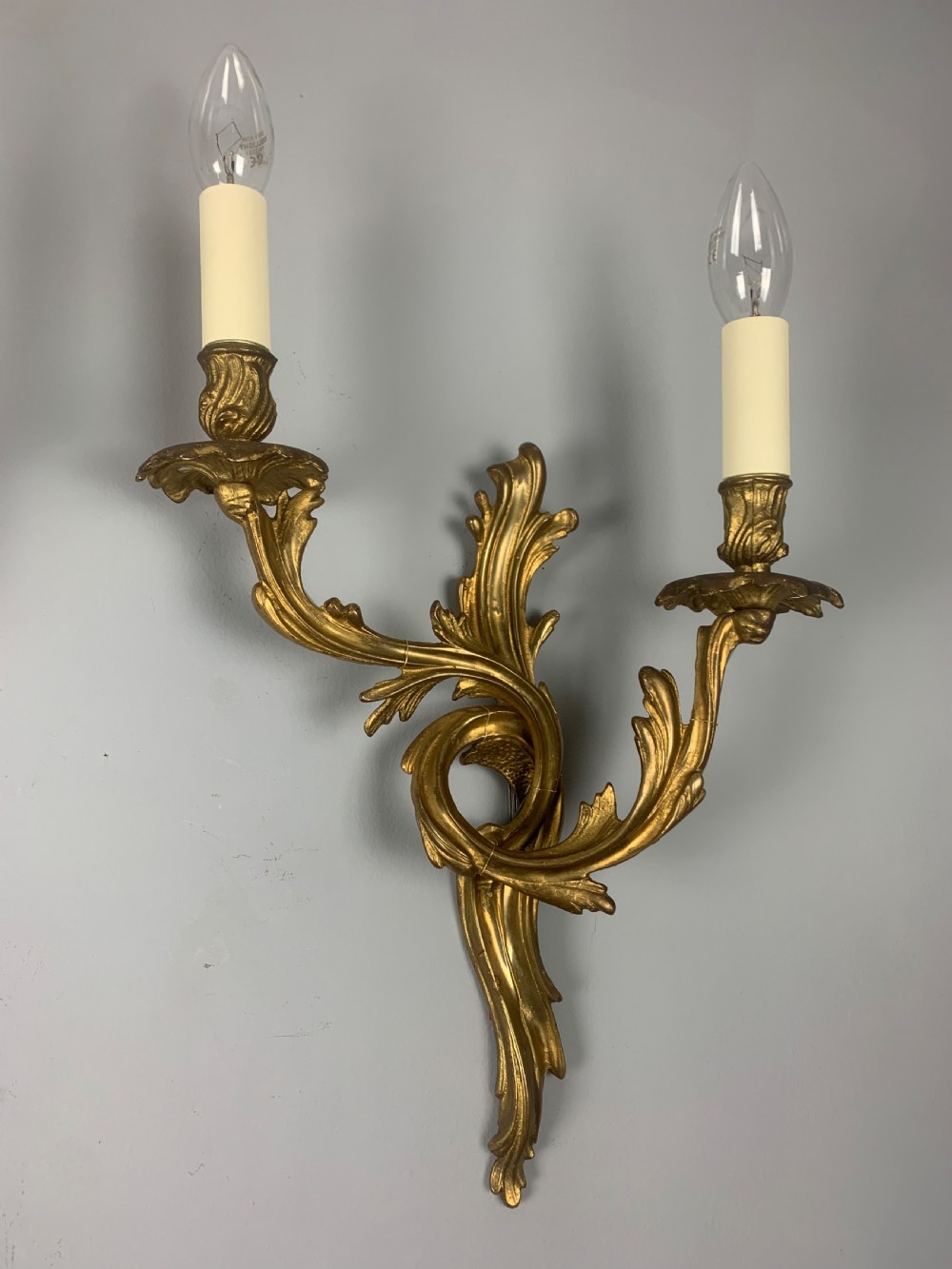 Pair of French Gilt Brass Antique Wall Lights  View VIII