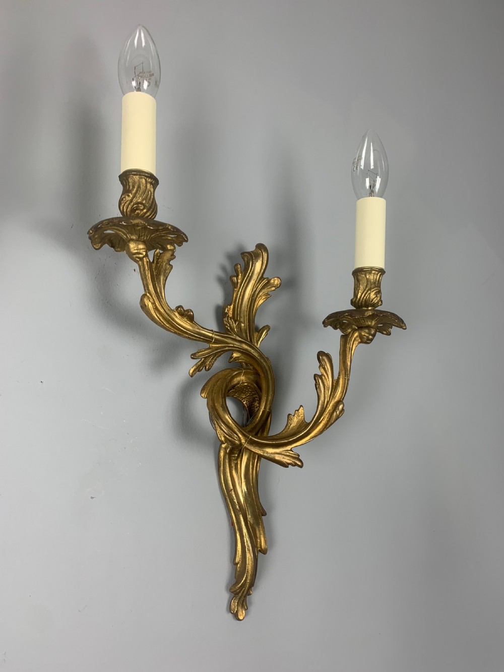 Pair of French Gilt Brass Antique Wall Lights  View IX