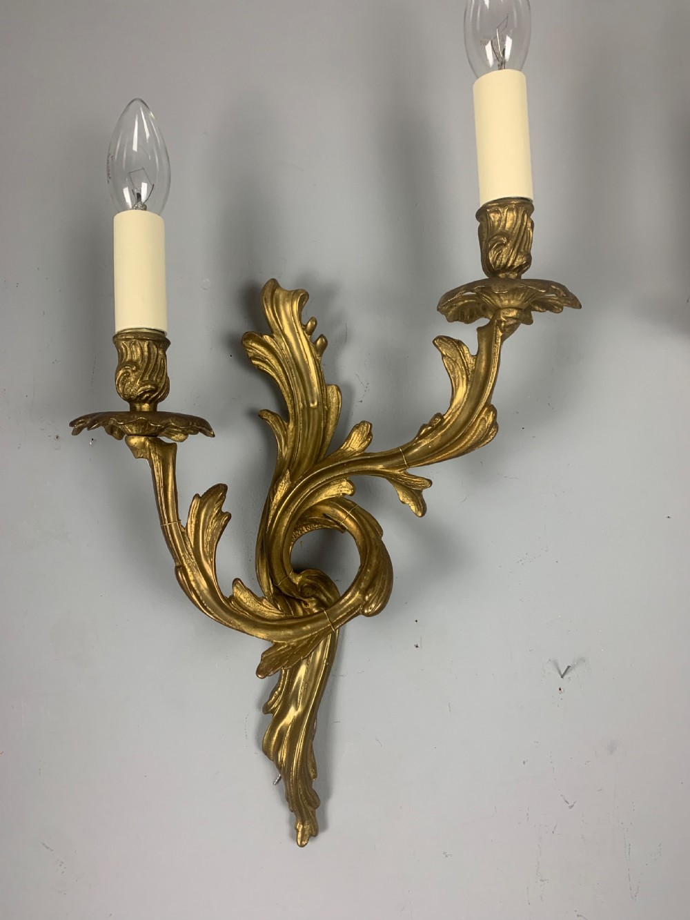 Pair of French Gilt Brass Antique Wall Lights  View X