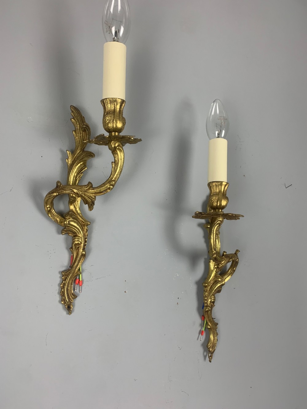 Pair of French Gilt Brass Single Antique Wall Lights  View VI