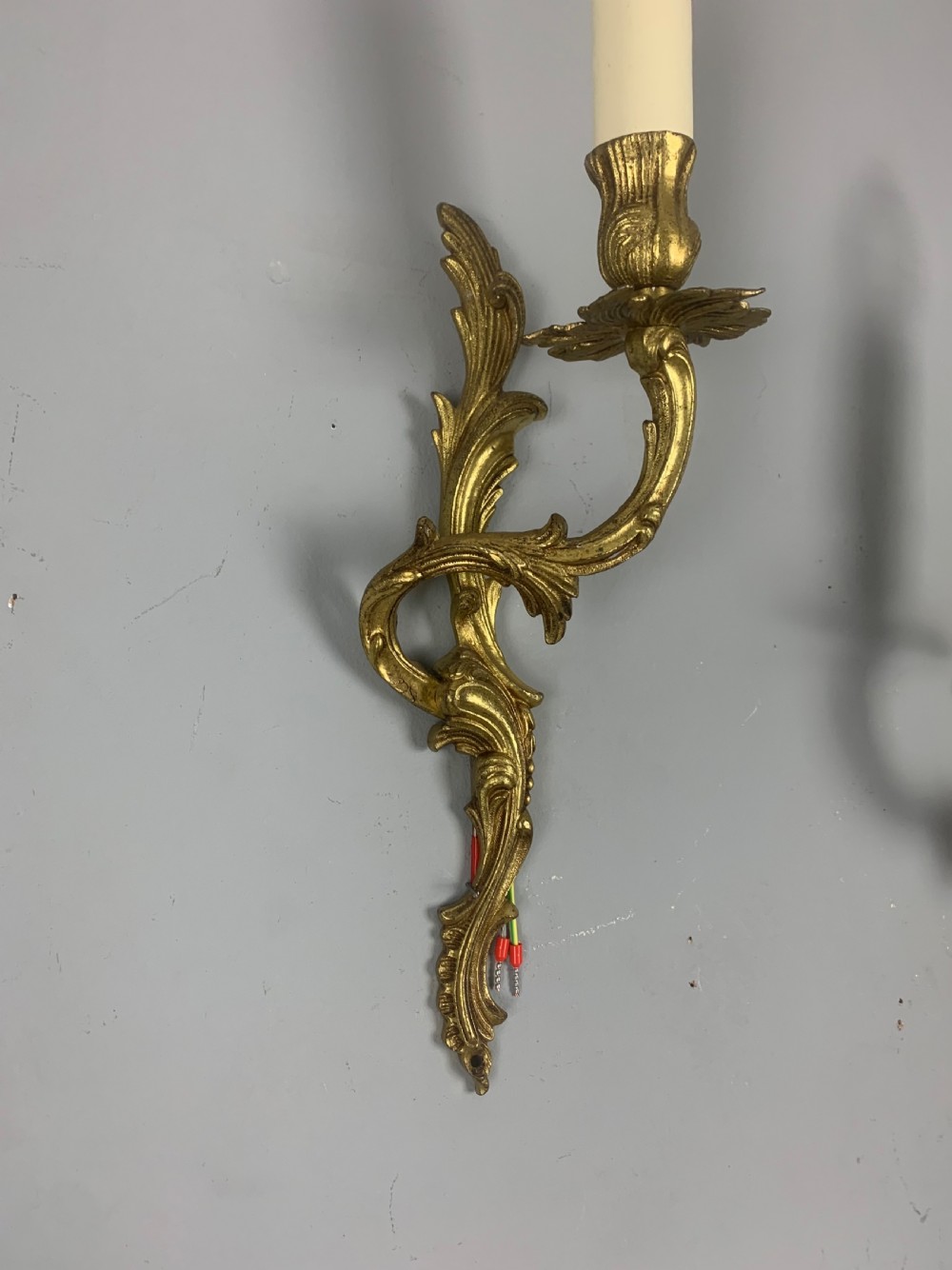 Pair of French Gilt Brass Single Antique Wall Lights  View VII