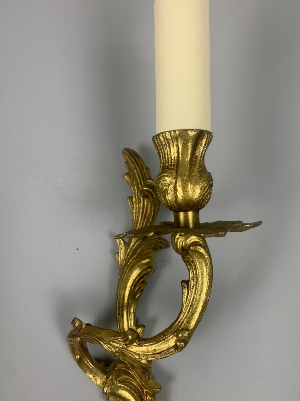 Pair of French Gilt Brass Single Antique Wall Lights  View VIII