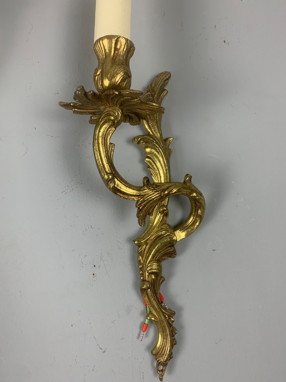 Pair of French Gilt Brass Single Antique Wall Lights  View IX