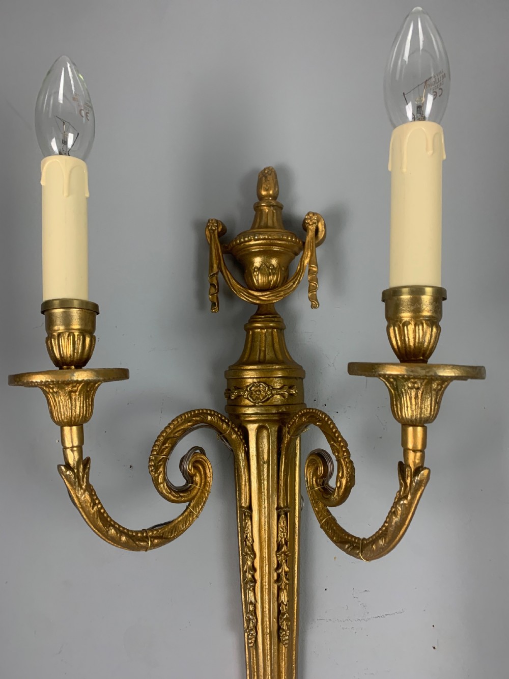 Large Pair of French Gilt Brass Antique Wall Lights  View VIII