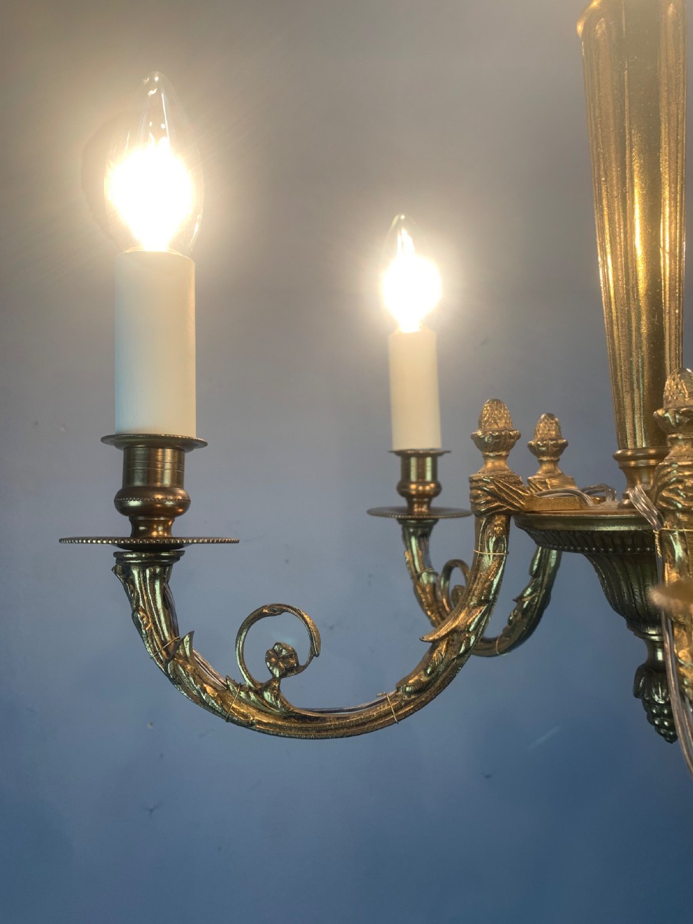 Small French Gilt Brass 5 Light Chandelier  View II