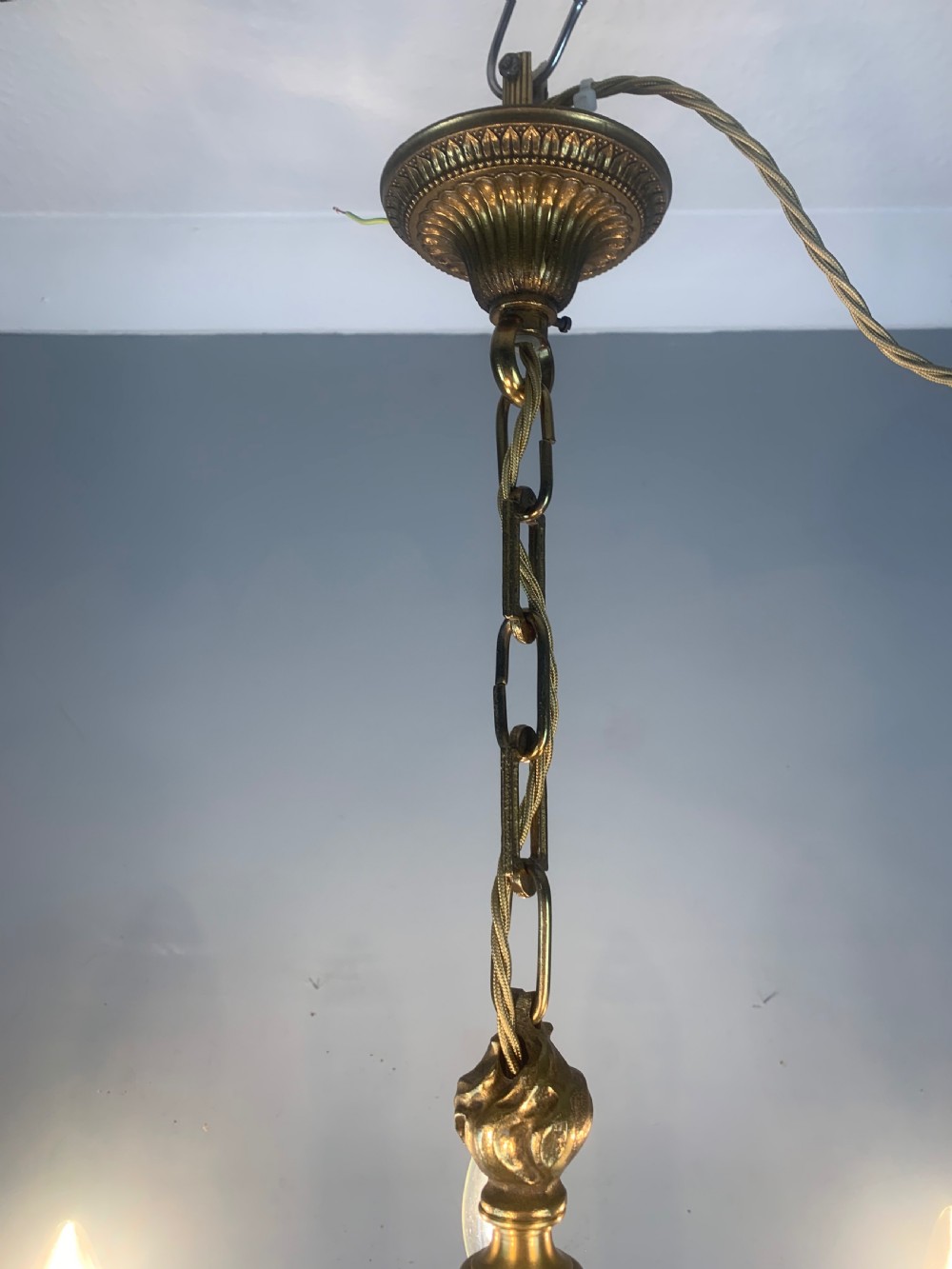 Small French Gilt Brass 5 Light Chandelier  View III