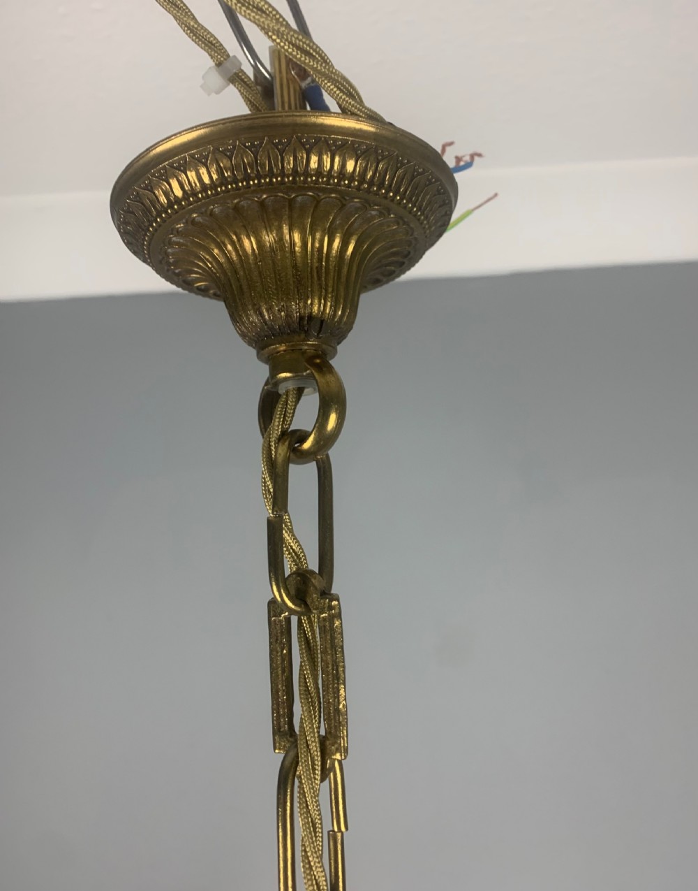 Small French Gilt Brass 5 Light Chandelier  View XI