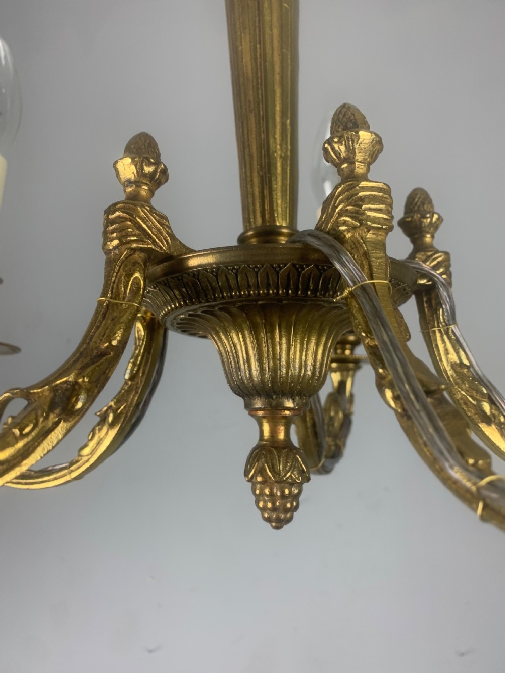 Small French Gilt Brass 5 Light Chandelier  View XII