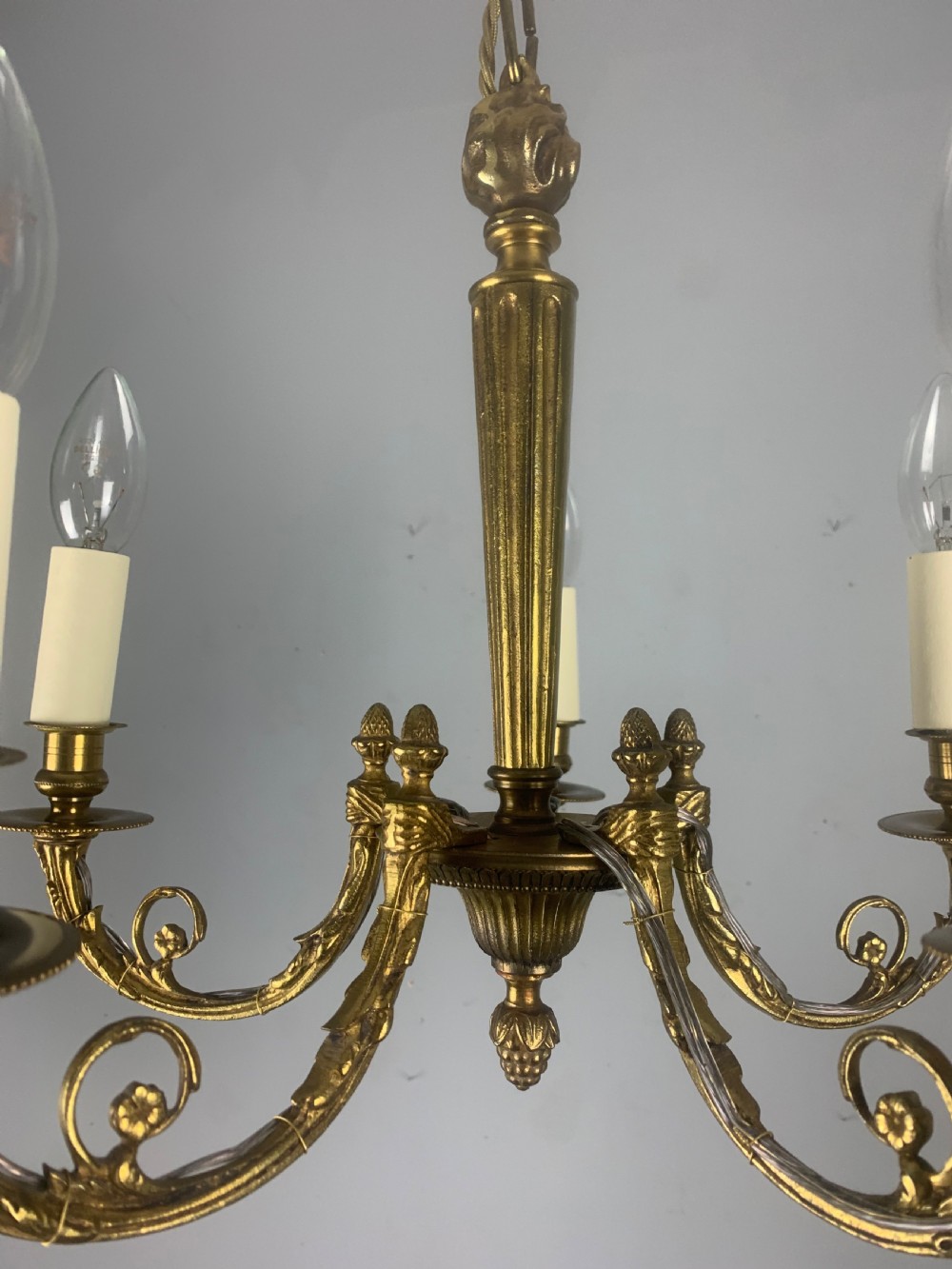 Small French Gilt Brass 5 Light Chandelier  View XIV