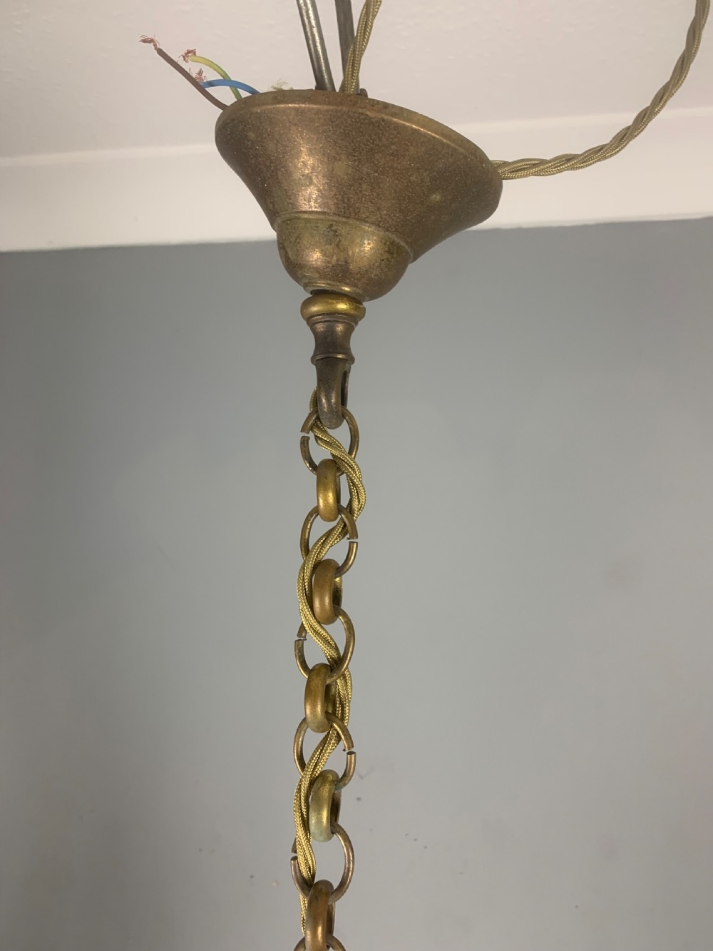 Small French Antique Gilt Brass Birdcage Crystal Chandelier  View V
