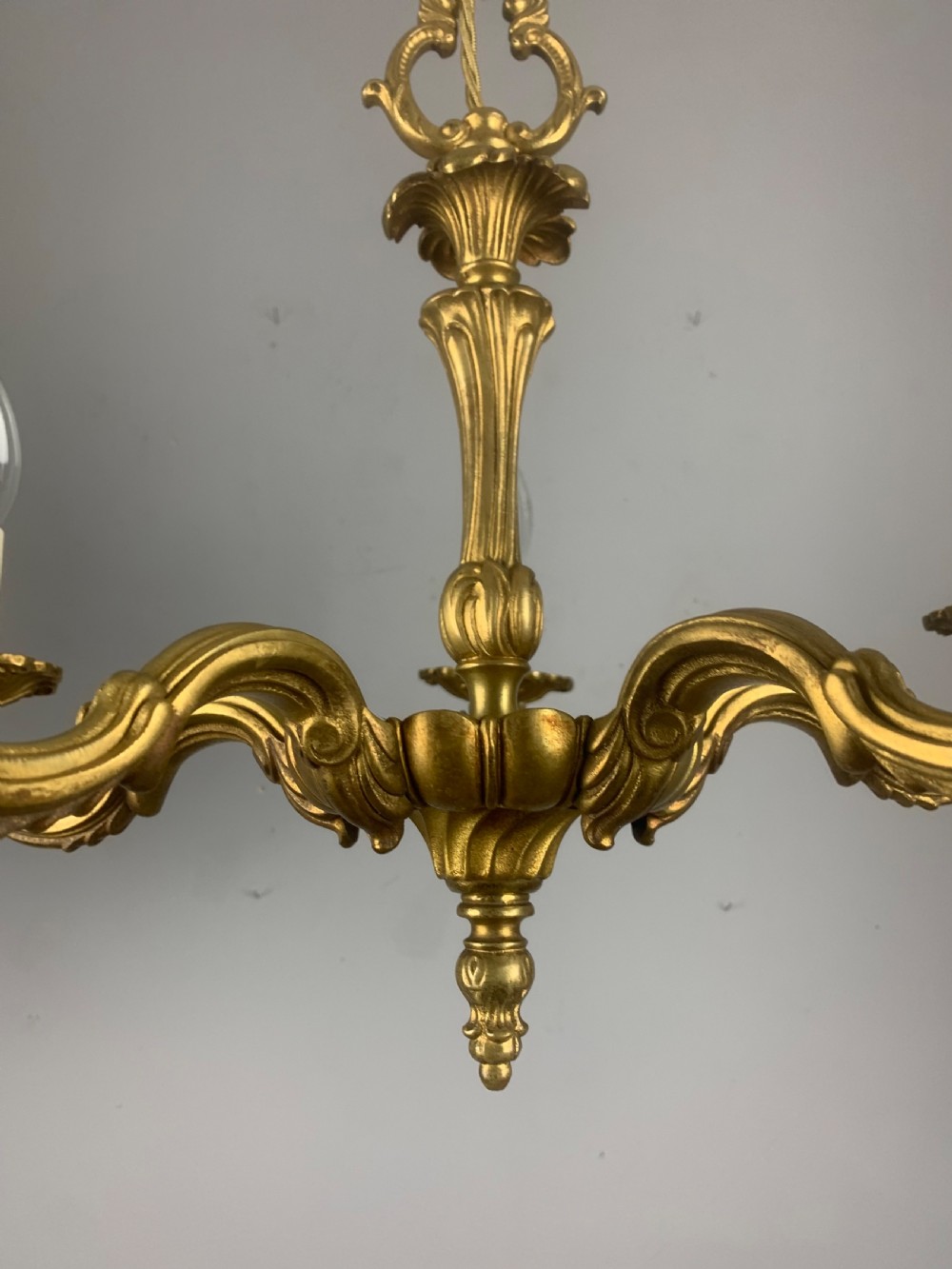 French Gilded Brass 5 Light Antique Chandelier View XVI
