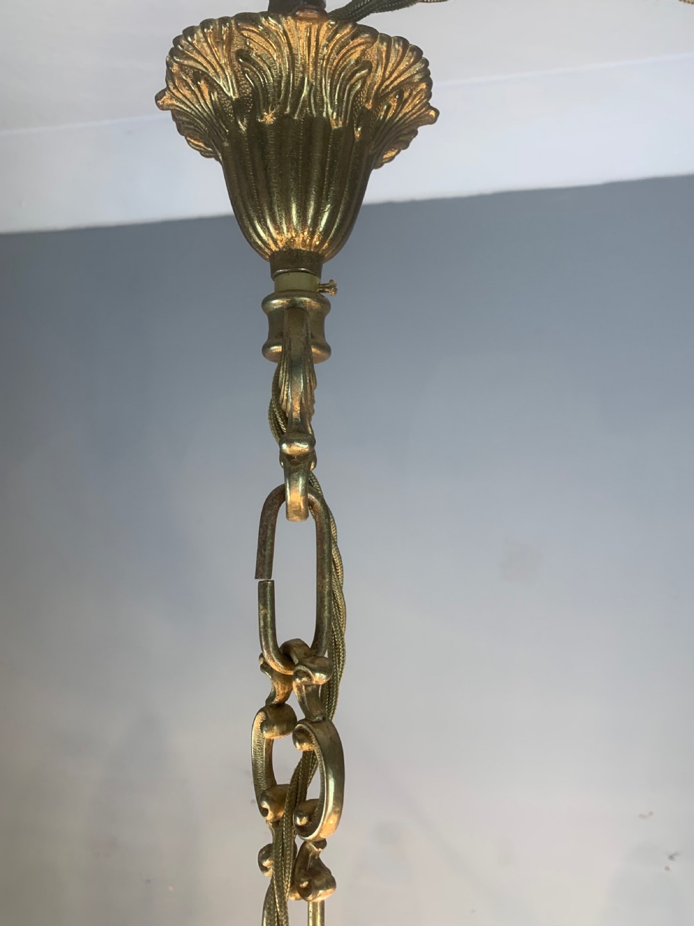 French Gilded Brass 5 Light Antique Chandelier View II