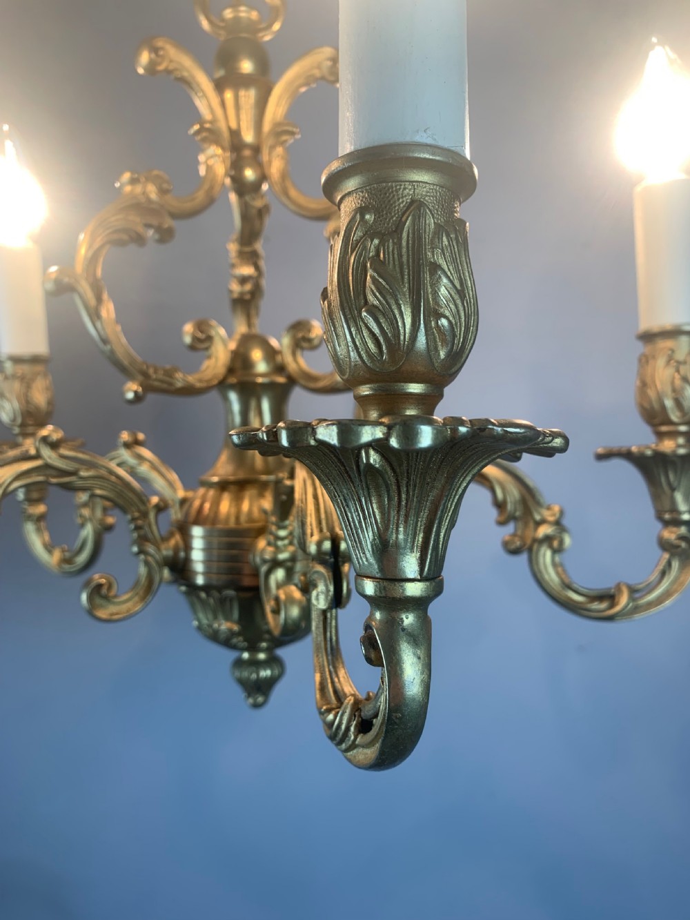 French Gilded Brass 5 Light Antique Chandelier View IV