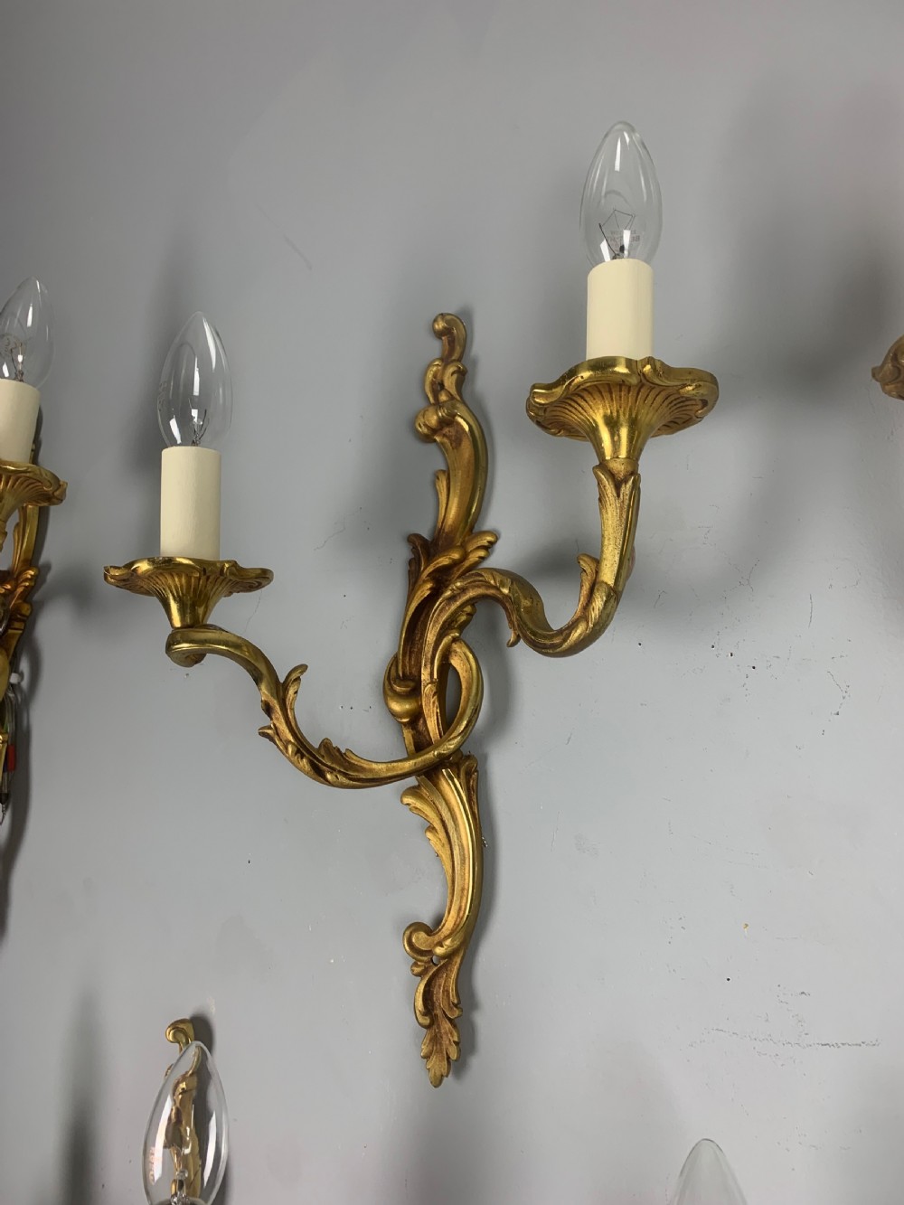French Set Of 7 Bronze Twin Arm Antique Wall Lights View II