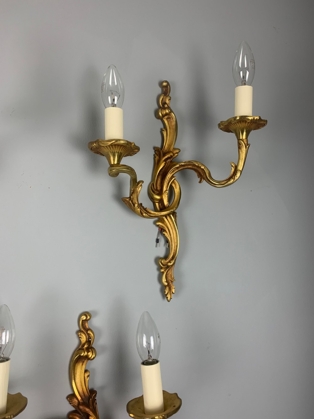 French Set Of 7 Bronze Twin Arm Antique Wall Lights View IV