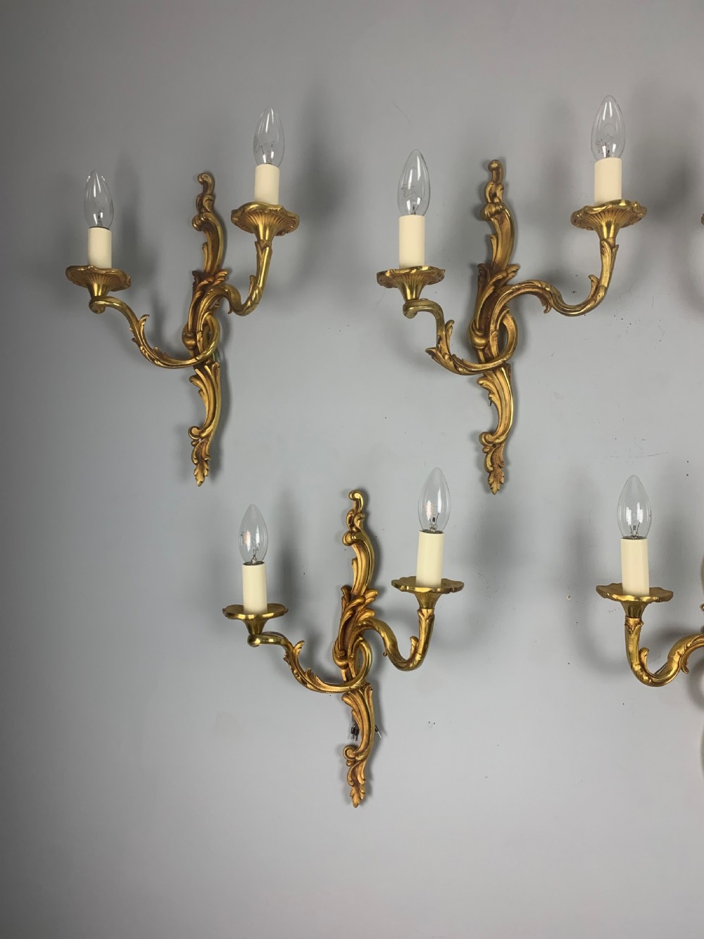 French Set Of 7 Bronze Twin Arm Antique Wall Lights View VII