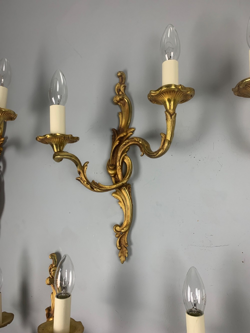 French Set Of 7 Bronze Twin Arm Antique Wall Lights View X
