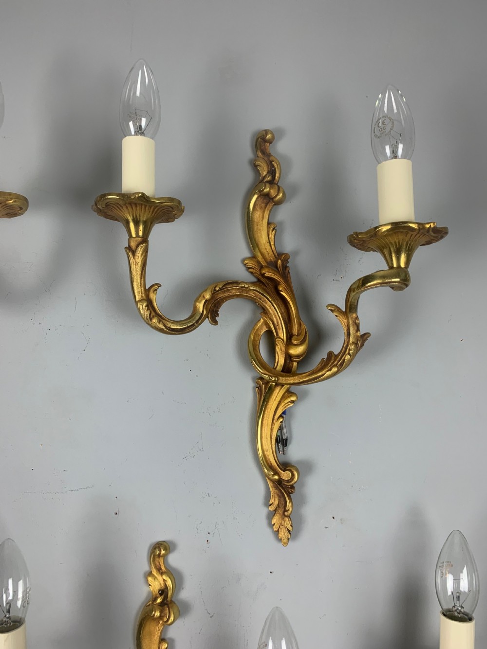 French Set Of 7 Bronze Twin Arm Antique Wall Lights View XII
