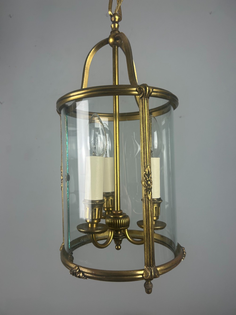 French Gilded Triple Light Antique Lantern View II