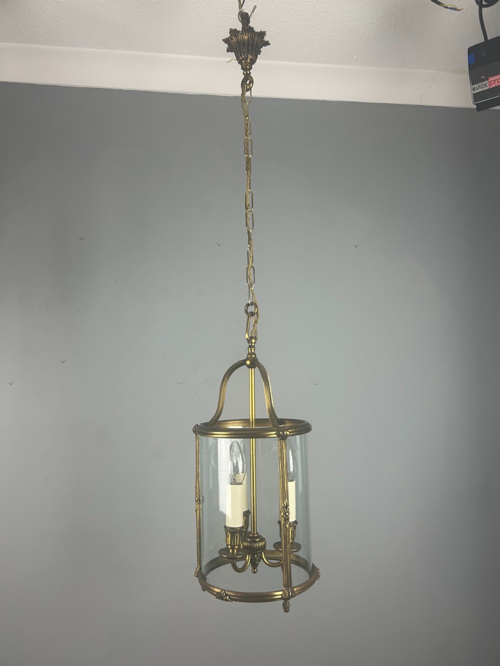 French Gilded Triple Light Antique Lantern View VI