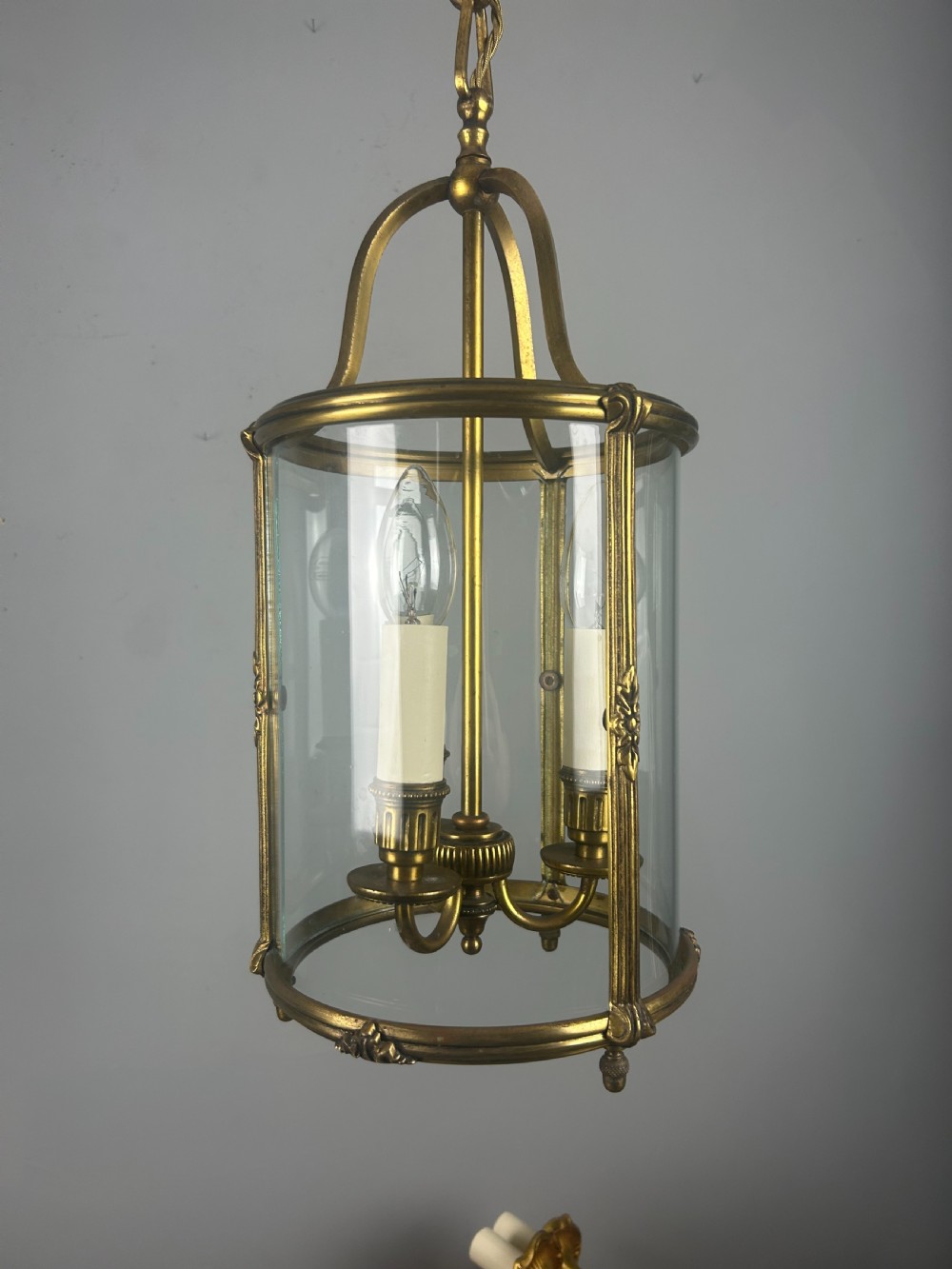 French Gilded Triple Light Antique Lantern View VIII