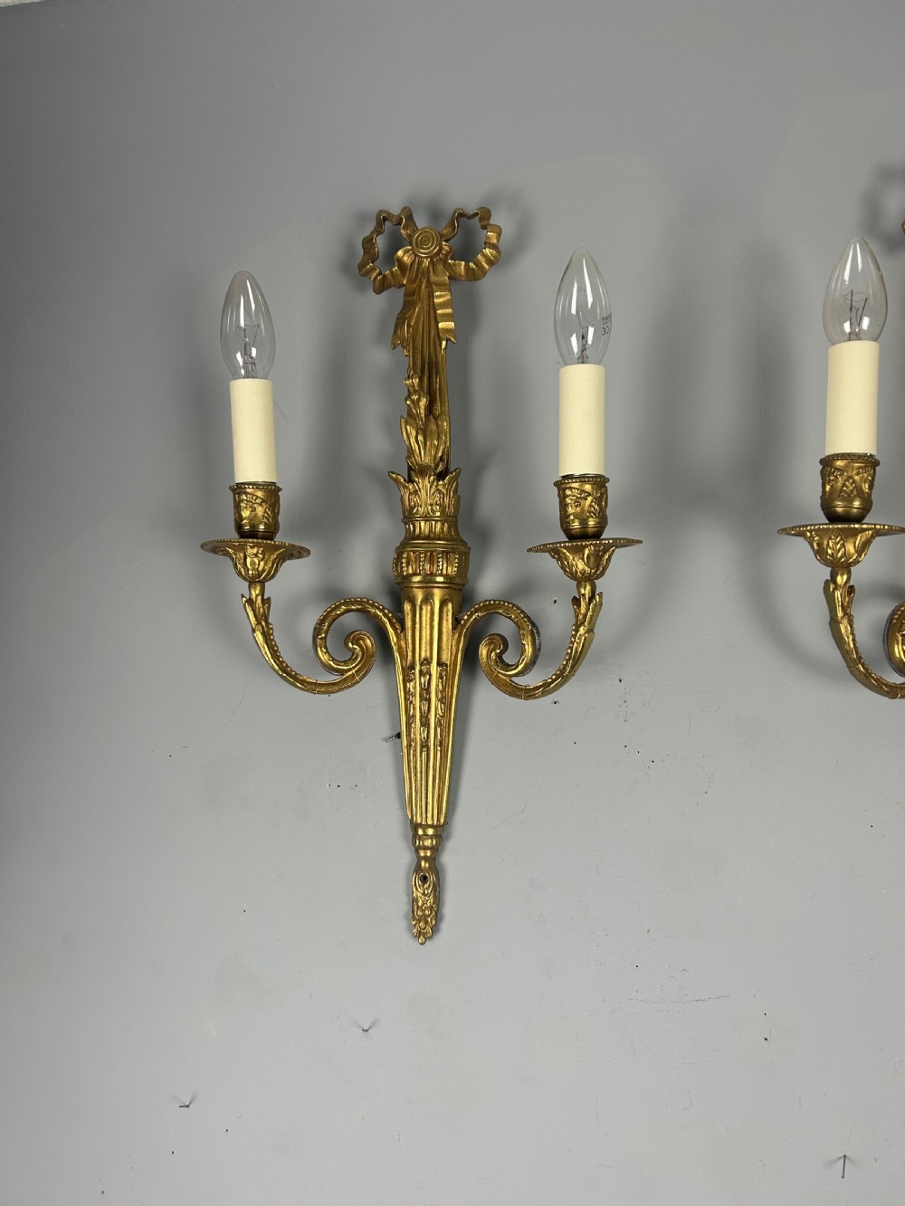 French Pair Of Gilded Bronze Twin Arm Wall Lights View II