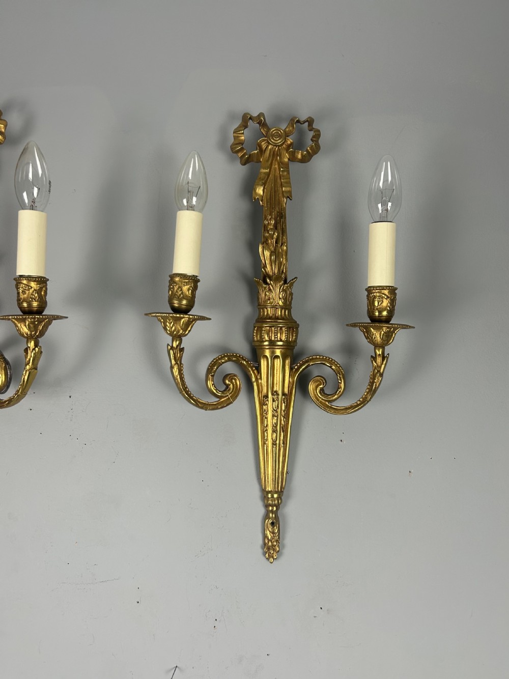 French Pair Of Gilded Bronze Twin Arm Wall Lights View III