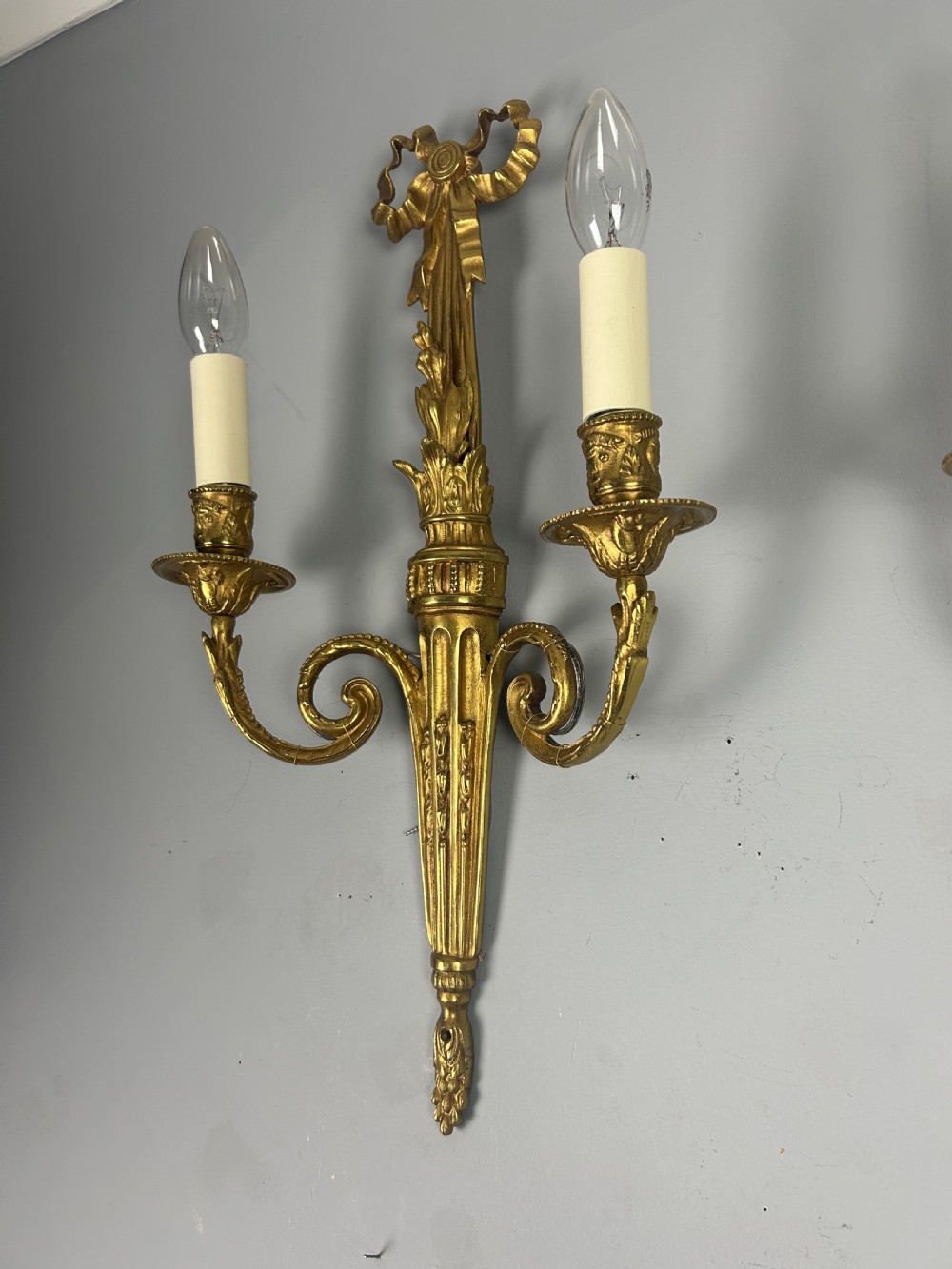 French Pair Of Gilded Bronze Twin Arm Wall Lights View VI