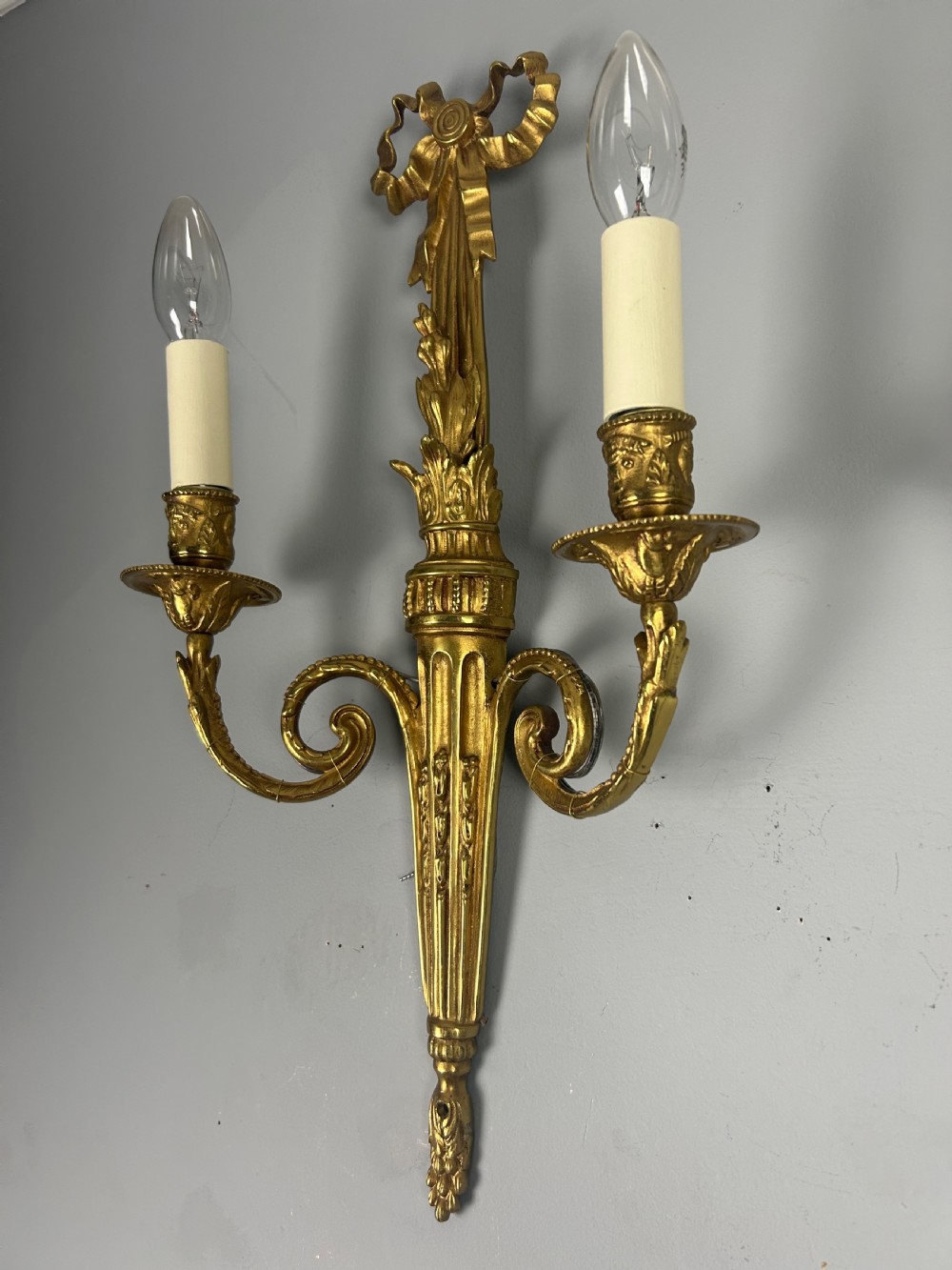 French Pair Of Gilded Bronze Twin Arm Wall Lights View VII