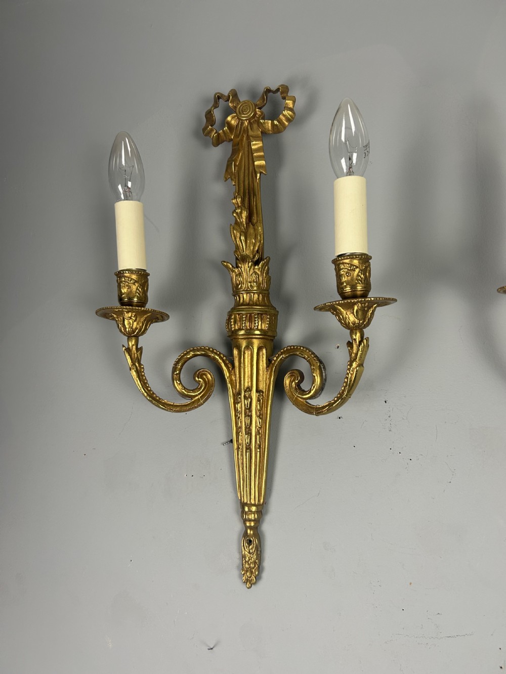 French Pair Of Gilded Bronze Twin Arm Wall Lights View IX