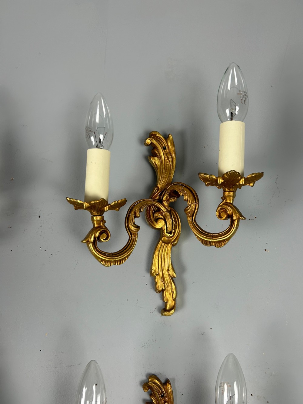 Set of 4 French Gilded Twin Arm Antique Wall Lights View III