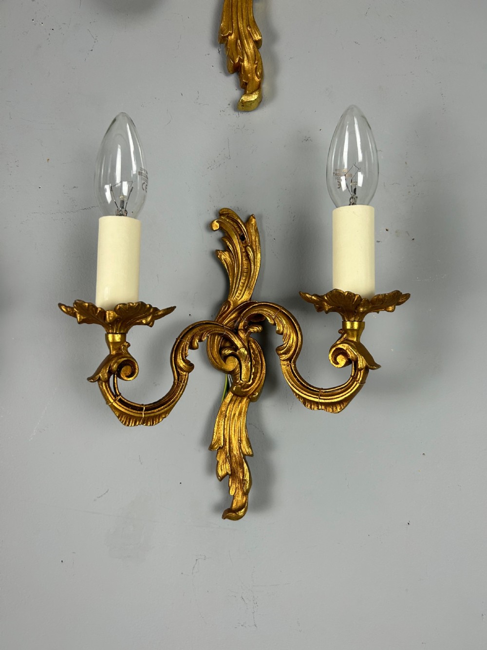 Set of 4 French Gilded Twin Arm Antique Wall Lights View IV