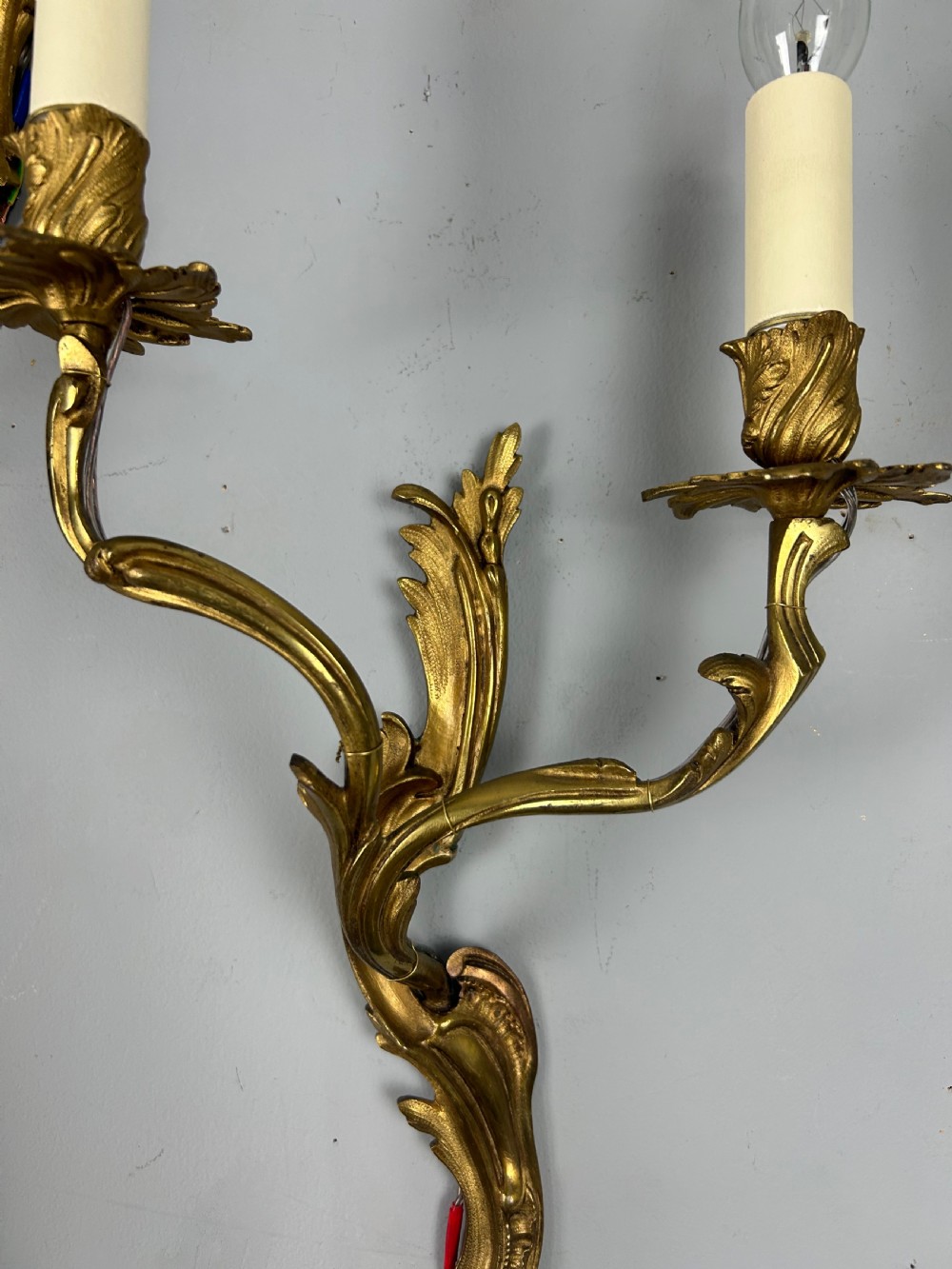 Set Of 4 French Gilded Twin Arm Antique Wall Lights View III