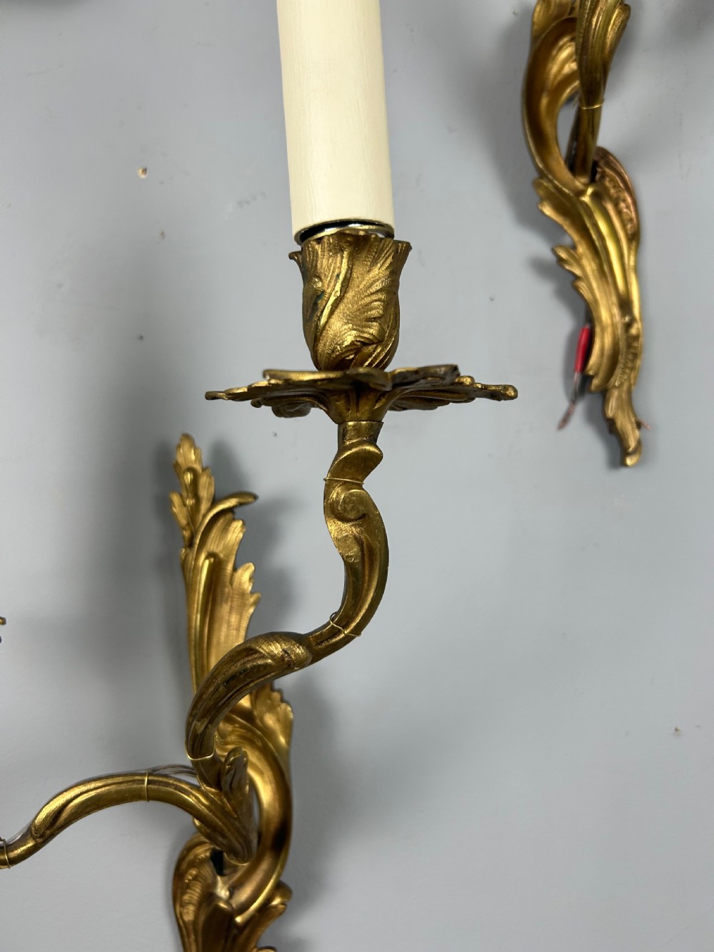 Set Of 4 French Gilded Twin Arm Antique Wall Lights View V