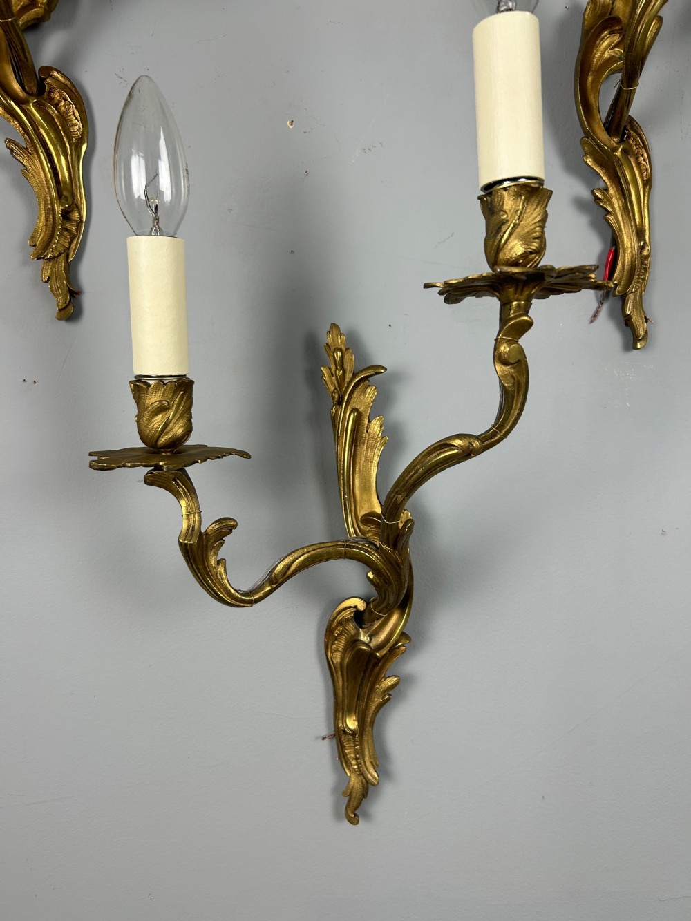 Set Of 4 French Gilded Twin Arm Antique Wall Lights View VI